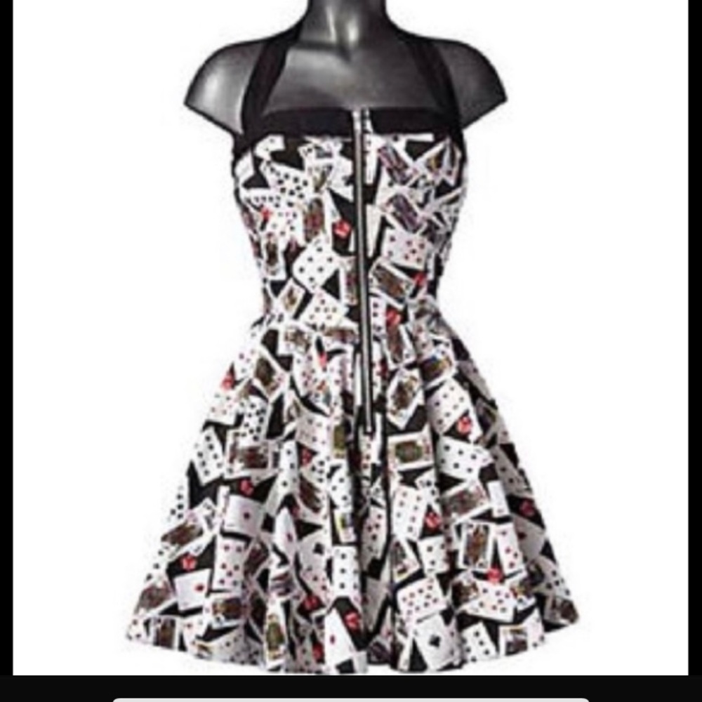 Hell Bunny Card Shark Print Mini Halter Dress